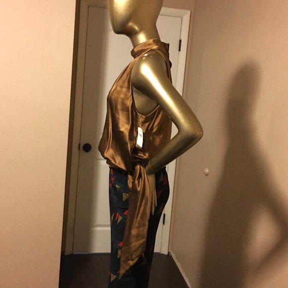 KAY UNGER New York 100% Silk High Neck Blouson Top  -  NEW WITH TAGS! - Picture 5 of 13